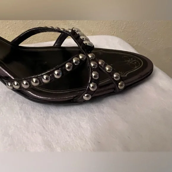 Prada Studded Ankle Strap Heels, Black, Size 39-1/2 (9-1/2 US,) GUC - Picture 12 of 15